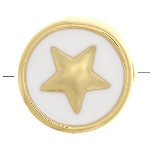 Cuenta redonda modelo estrella - resina epoxi 11 mm - Oro - Blanco x1