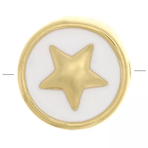 Cuenta redonda modelo estrella - resina epoxi 11 mm - Oro - Blanco x1