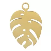 Charm Hoja de Filodendro 13x9 mm - Acero inoxidable 304 Oro x1