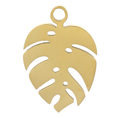Charm Hoja de Filodendro 13x9 mm - Acero inoxidable 304 Oro x1