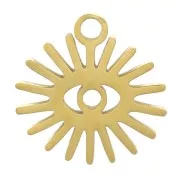 Charm de ojo de sol de 10 mm - Acero inoxidable dorado 304 x1