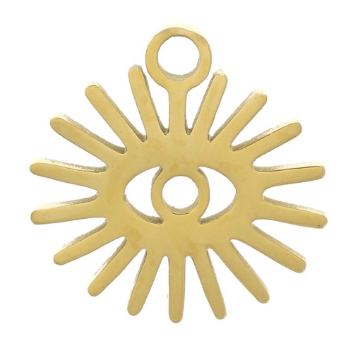 Charm de ojo de sol de 10 mm - Acero inoxidable dorado 304 x1
