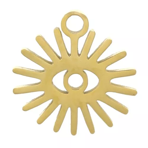 Charm de ojo de sol de 10 mm - Acero inoxidable dorado 304 x1