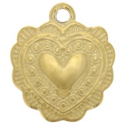 Charm corazón trabajado 16x14 mm - Acero Inoxidable 304 Dorado x1