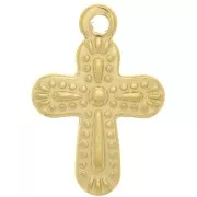 Charm de cruz texturizada 19x13 mm - Acero inoxidable 304 Oro x1