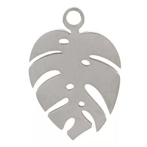 Charm de hoja de filodendro 13x9 mm - Acero inoxidable 304 x1