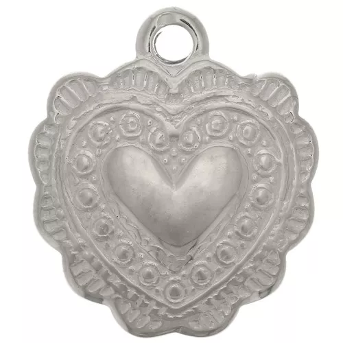 Dije de corazón trabajado 16x14 mm - Acero inoxidable 304 x1