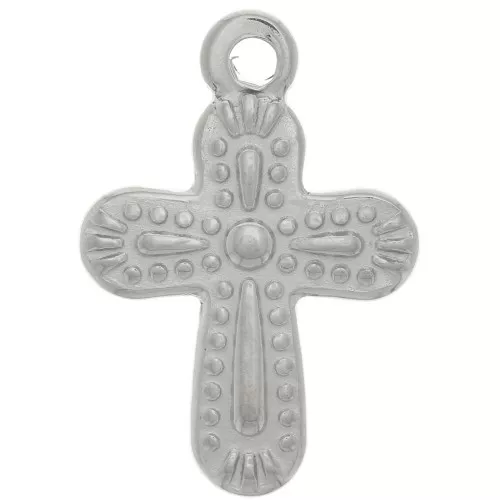 Colgante de cruz texturizada 19x13 mm - Acero inoxidable 304 x1