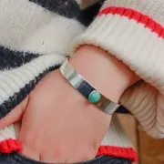 Juego de pulsera 12x170 mm para cabujón ovalado 10x8 mm - Plateado x1