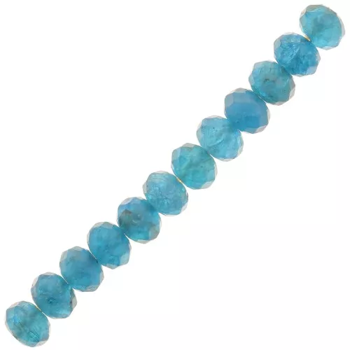 Cuentas redondas facetadas aplanadas 4x3 mm en piedra preciosa - Apatita x20