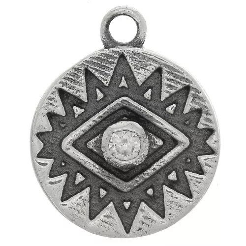 Charm redondo de 10 mm motivo de ojo con óxido de zirconio