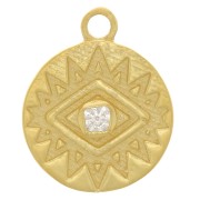 Charm redondo de 10 mm con ojo de circonio - Plata de ley 925 dorada - Cristal|raw }}