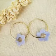 Colgante Flor de Resina Transparente 21mm Azul Claro Mate x1