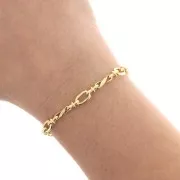 Cadena de fantasía redonda rectángulo 5,4 mm - Dorado x50cm