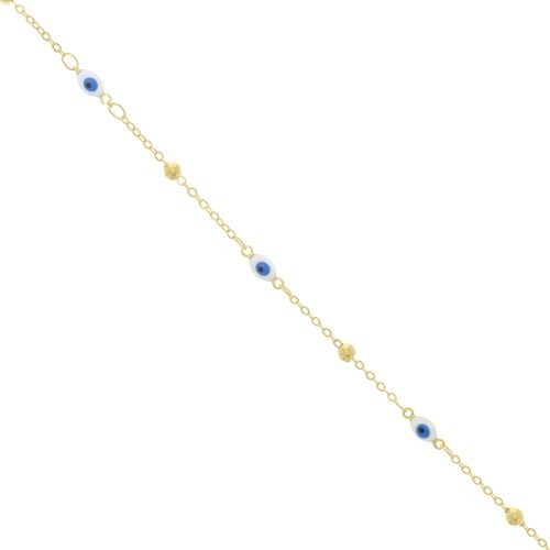 Cadena Forçat con bolitas y ojo en resina epoxi 4 mm - Dorado x50cm