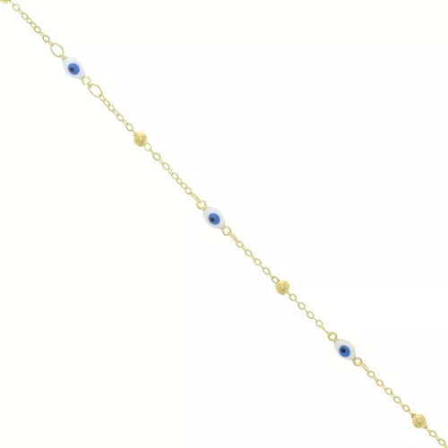 Cadena Forçat con bolitas y ojo en resina epoxi 4 mm - Dorado x50cm