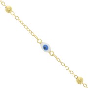 Cadena Forçat con bolitas y ojo en resina epoxi 4 mm - Dorado x50cm