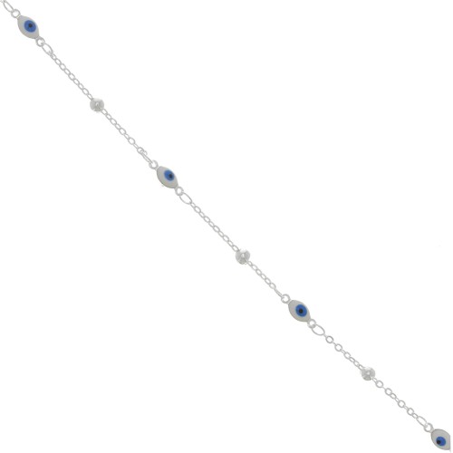 Cadena Forçat con bolitas y ojo en resina epoxi 4 mm Plata x50cm