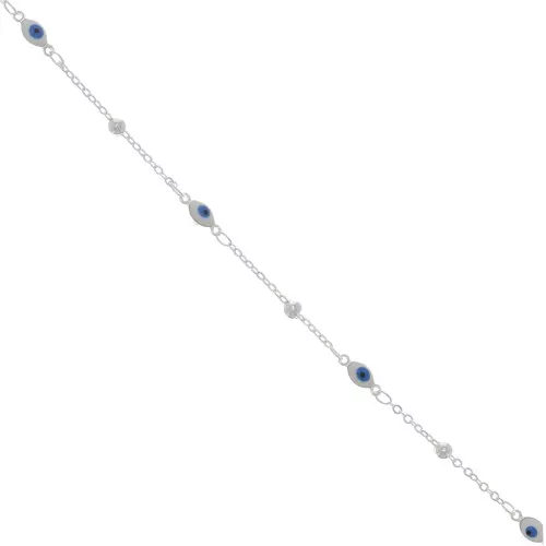Cadena Forçat con bolitas y ojo en resina epoxi 4 mm Plata x50cm