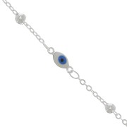 Cadena Forçat con bolitas y ojo en resina epoxi 4 mm Plata x50cm