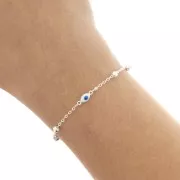 Cadena Forçat con bolitas y ojo en resina epoxi 4 mm Plata x50cm