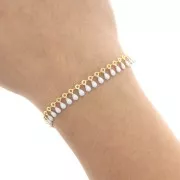 Cadena de fantasía con pequeñas gotas en resina epoxi 7 mm - Dorado x50cm