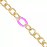 Cadena Forçat con anillas de acetato 7 mm - Dorado - Verde - Rosa x50cm