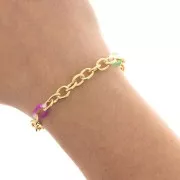 Cadena Forçat con anillas de acetato 7 mm - Dorado - Verde - Rosa x50cm