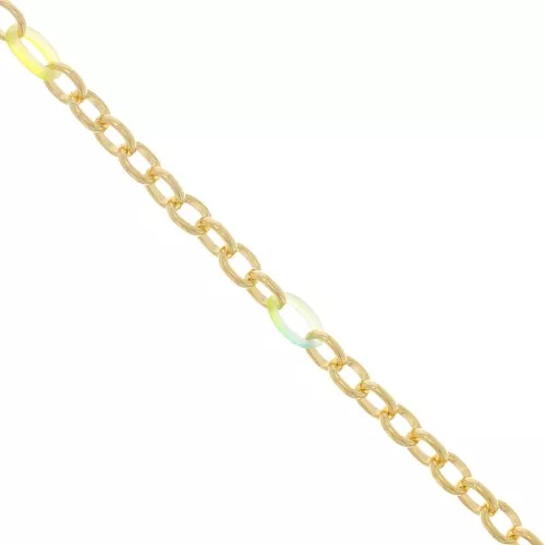 Cadena Forçat con anillas de acetato 7 mm - Dorado - Azul - Amarillo x50cm