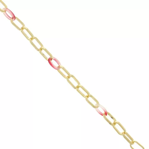 Cadena rectangular con anillas de acetato de 7 mm - Dorado - Multicolor x50cm