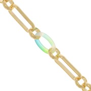Cadena de fantasía con anillos de acetato 7 mm - Dorado - Azul - Amarillo x50cm