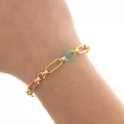 Cadena de fantasía con anillos de acetato 7 mm - Dorado - Azul - Amarillo x50cm