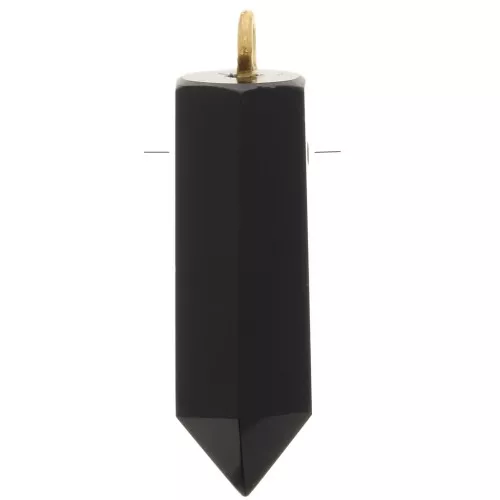 Colgante Péndulo de piedra preciosa 26x8 mm - Ónix negro - Plata de ley 925 dorada