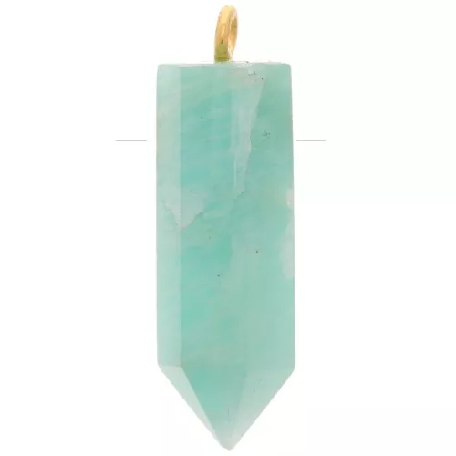 Colgante Péndulo de gema 25x8 mm - Amazonita - Plata de Ley 925 Dorada