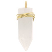 Colgante Péndulo de piedra preciosa 25x7mm - Piedra de Luna - Plata 925 Dorada