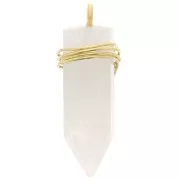 Colgante Péndulo de piedra preciosa 25x7mm - Piedra de Luna - Plata 925 Dorada