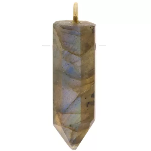 Colgante Péndulo de piedra preciosa 26x7mm - Labradorita - Plata de ley 925 dorada