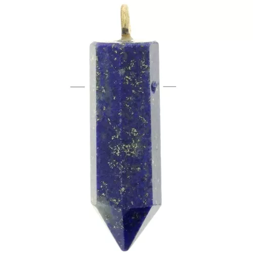 Colgante Péndulo piedra preciosa 25x7mm Lapislázuli -Plata 925 Dorada con oro fino