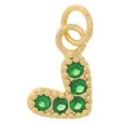 Colgante de corazón con  óxido de zirconio 10x11 mm - Dorado - Verde Esmeralda x1