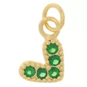 Colgante de corazón con óxido de zirconio 10x11 mm - Dorado - Verde Esmeralda x1