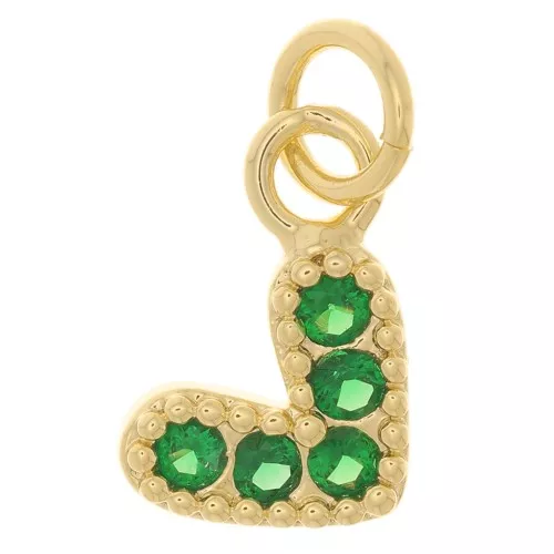 Colgante de corazón con óxido de zirconio 10x11 mm - Dorado - Verde Esmeralda x1