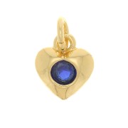 Colgante de corazón con óxido de zirconio 7,5x6,5 mm - Dorado - Azul oscuro x1