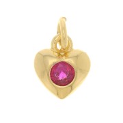 Colgante corazón con óxido de zirconio 7,5x6,5 mm - Dorado - Fucsia x1|raw }}