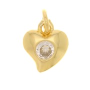 Amuleto de corazón con óxido de zirconio 8x7 mm - Dorado - Cristal x1