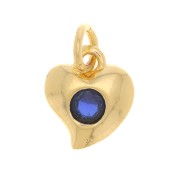 Charm diseño corazón con óxido de zirconio 8x7 mm - Dorado - Azul oscuro x1|raw }}