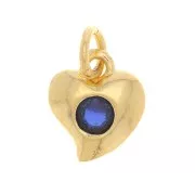 Charm diseño corazón con óxido de zirconio 8x7 mm - Dorado - Azul oscuro x1