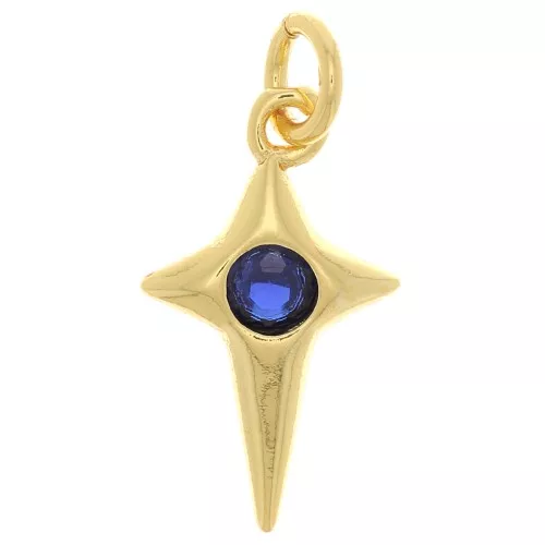 Cruz con óxido de zirconio 14x8 mm - Dorado - Azul oscuro x1