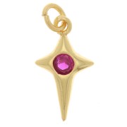 Charm de Cruz con  óxido de zirconio 14x8 mm - Dorado - Fucsia x1|raw }}