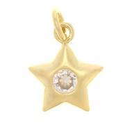 Charm de estrella con óxido de zirconio 11x9mm - Dorado - Cristal x1