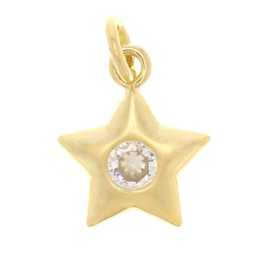 Charm de estrella con óxido de zirconio 11x9mm - Dorado - Cristal x1